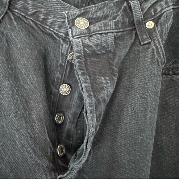 AGOLDE Black Jaime Jeans Button Fly Organic Cotton Size 32 Frayed Hem - Picture 4 of 9